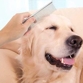 2-Pack Dog Combs with Rounded Ends; Stainless Steel Teeth for Removing Tangles and Knots; Professional Grooming Tool for Long and Short Hair
