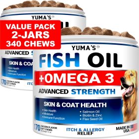2 Pack Omega 3 Fish Oil for Dogs Skin and Coat Supplement, Dry & Itchy Skin Relief Treatment, Allergy Support, Dog Anti Shedding Treats Shiny Coats