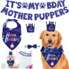 Dog Birthday Bandana Hat Set; Dog Birthday Party Supplies with Birthday Banner Decoration