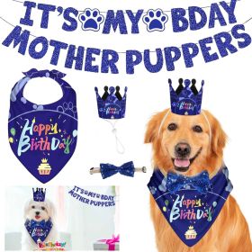 Dog Birthday Bandana Hat Set; Dog Birthday Party Supplies with Birthday Banner Decoration