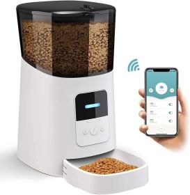 Automatic Pet Feeder with Programmable Meals and Portions; 6L Auto Dry Food Dispenser with App Control; WiFi Enable; 10s Voice Recorder & Dual Power