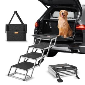 VEVOR Dog Stair for Cars 4-step Folding Dog Steps, Aluminum Loads up to 150 lbs
