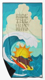 Surfer Dog Chocolate Labrador Retriever Premium Beach Towel Oversized Towel Beach Blanket, Pool, Beach Essentials, Yoga, Premium Bath Towel