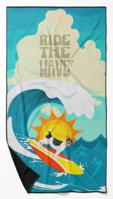 Surfer Dog Black White Jack Russell Terrier Premium Beach Towel Oversized Towel Beach Blanket, Pool, Beach Essentials, Yoga, Premium Bath Towel