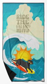 Surfer Dog Black Labrador Retriever Premium Beach Towel Oversized Towel Beach Blanket, Pool, Beach Essentials, Yoga, Premium Bath Towel
