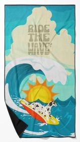 Surfer Dog Dalmatian Premium Beach Towel Oversized Towel Beach Blanket, Pool, Beach Essentials, Yoga, Premium Bath Towel, Quick Dry Plush