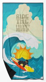 Surfer Dog Black Toy Poodle Premium Beach Towel, Oversized Towel Beach Blanket, Pool, Beach Essentials, Quick Dry Premium Bath Towel