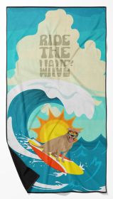 NEW Surfer Dog Tan Pit Bull Terrier Premium Beach Towel Oversized Towel Beach Blanket, Pool, Beach Essentials, Yoga, Premium Bath Towel