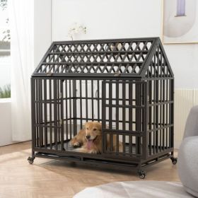 Heavy Duty Dog Cage, Pet Crate with Roof & window on roof