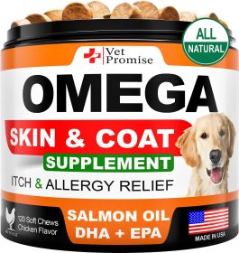 Omega 3 for Dogs, Dog Skin and Coat Supplement, Fish Oil for Dogs Chews, Allergy and Dog Itch Relief, Dog Anti Shedding Supplement, Dog Dry Skin