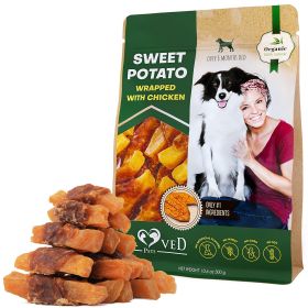 Dog Sweet Potato Wrapped with Chicken, Pet Natural Chew Treats, Grain Free, Organic Meat, Human Grade Dried Snacks in Bulk for Training