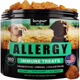 Natural Dog Allergy Chews with Omega Probiotics, Apple Cider Vinegar Dog Allergy Relief Supplement, Helps with Hot Spots, Itchy Skin