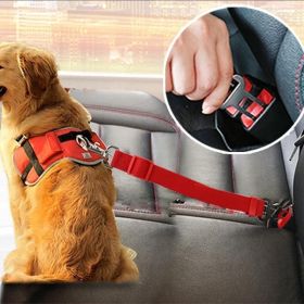 Pet Dog/Cat Car Seat; Belt For Accessories, Goods, Animals; Adjustable Harness Lead Leash Small Medium Travel Clip (Color: Yellow)