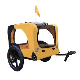 Yellow Outdoor Heavy Duty Foldable Utility Bicycle Trailer; Pet Stroller/Dog Carriers (Color: as Pic)