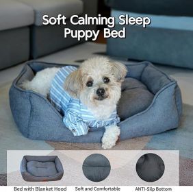 Dog Bed Washable Medium Dog/Cat Sofa Bed Super Soft Rectangular Cuddle Pet Bed With Non-Slip Fluffy Bottom(Dark Gray, 20.8 * 15.7 * 6.7) (colour: Light gray)