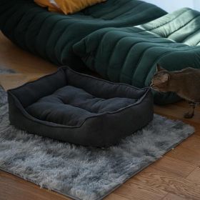 Dog Bed Washable Medium Dog/Cat Sofa Bed Super Soft Rectangular Cuddle Pet Bed With Non-Slip Fluffy Bottom(Dark Gray, 20.8 * 15.7 * 6.7) (colour: Dark gray)