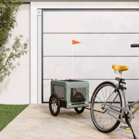 Pet Bike Trailer Gray and Black Oxford Fabric & Iron (Color: Gray)