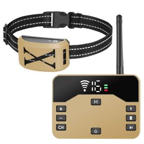 Wireless Electric Dog Fence; Waterproof Pet Shock Boundary Containment System; Electric Training Collar for Small Medium Large Dogs (Color: Gold, Type: Fence with 1 collar)