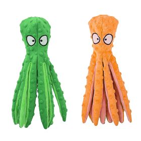 2-Pc Squeaky Dog Toys, No Stuffing Crinkle, Plush Octopus Dog, Teething Toy, Interactive Dog Toy, Dog Training Toy For Puppy Small Medium Large Dog (Color: Green_Orange)